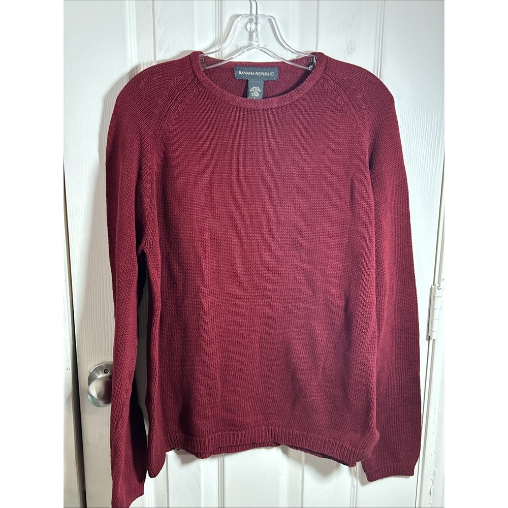 Vtg Banana Republic Knit Sweater Cotton Womens L Red